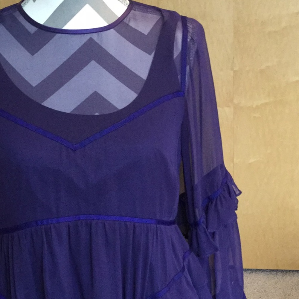 cinq a sept Melodie Tiered Silk Chiffon Top Indigo - Picture 4 of 8